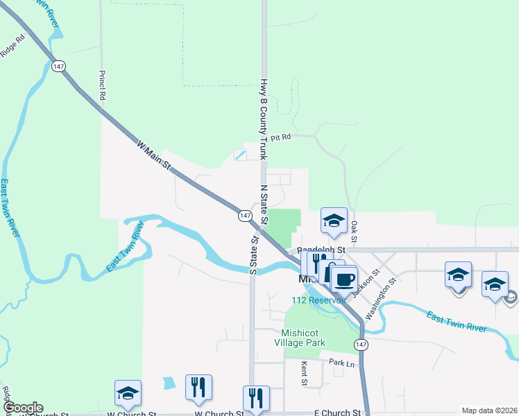 map of restaurants, bars, coffee shops, grocery stores, and more near 707 North State Street in Mishicot