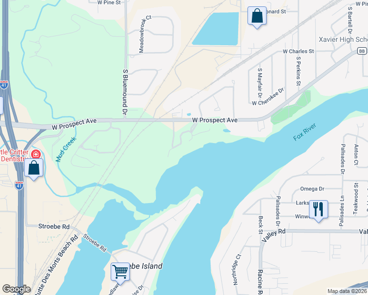 map of restaurants, bars, coffee shops, grocery stores, and more near 2901 Fox Run in Appleton