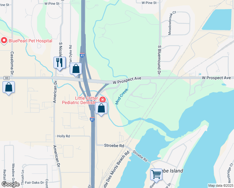 map of restaurants, bars, coffee shops, grocery stores, and more near 2661 Northern Road in Appleton