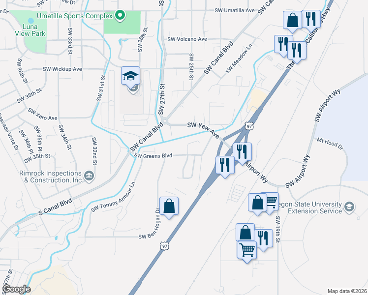 map of restaurants, bars, coffee shops, grocery stores, and more near 3673 SW Bobby Jones Ct in Redmond