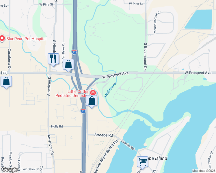 map of restaurants, bars, coffee shops, grocery stores, and more near 2596 Touchmark Court in Appleton