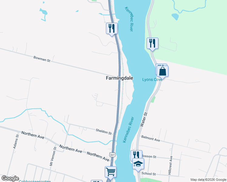 map of restaurants, bars, coffee shops, grocery stores, and more near 307 Maine Avenue in Farmingdale
