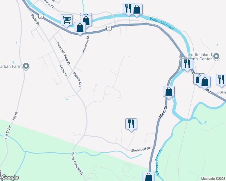 map of restaurants, bars, coffee shops, grocery stores, and more near 23 Hebert Road in Montpelier
