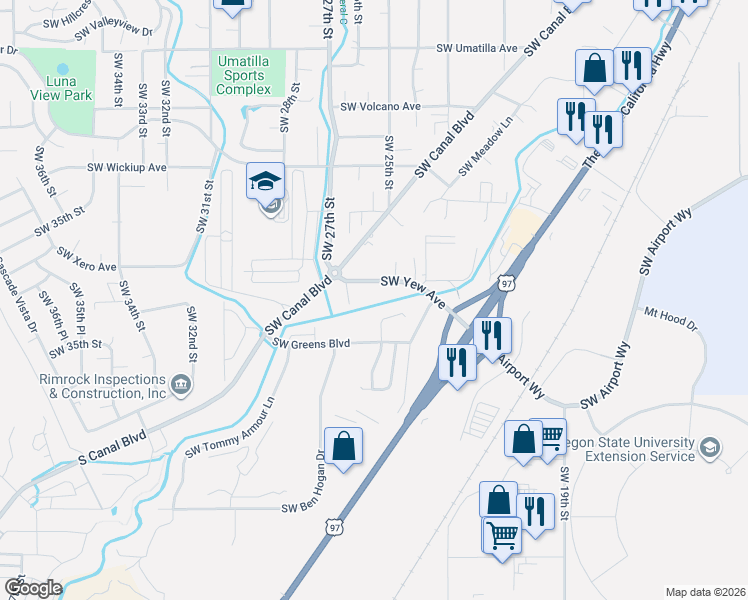 map of restaurants, bars, coffee shops, grocery stores, and more near 2511 Southwest Yew Avenue in Redmond