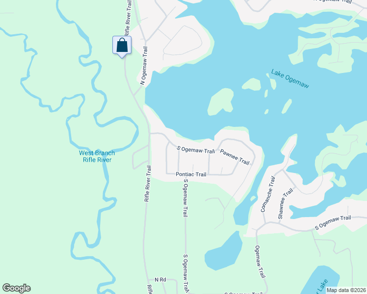 map of restaurants, bars, coffee shops, grocery stores, and more near 1593-1751 South Ogemaw Trail in West Branch