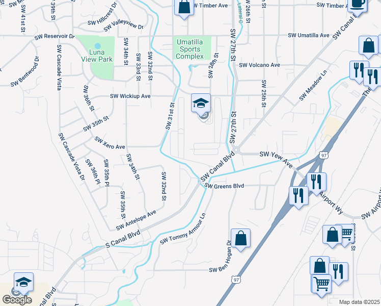 map of restaurants, bars, coffee shops, grocery stores, and more near 2980 Yew Park Lane in Redmond
