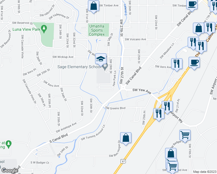 map of restaurants, bars, coffee shops, grocery stores, and more near 2900 Yew Park Lane in Redmond