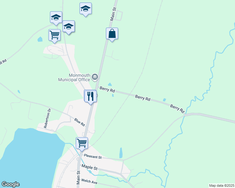 map of restaurants, bars, coffee shops, grocery stores, and more near 30 Berry Road in Monmouth