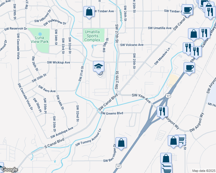 map of restaurants, bars, coffee shops, grocery stores, and more near 3396 Yew Park Lane in Redmond