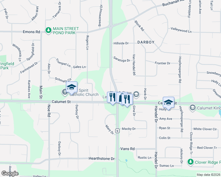 map of restaurants, bars, coffee shops, grocery stores, and more near N155 Brux Road in Appleton