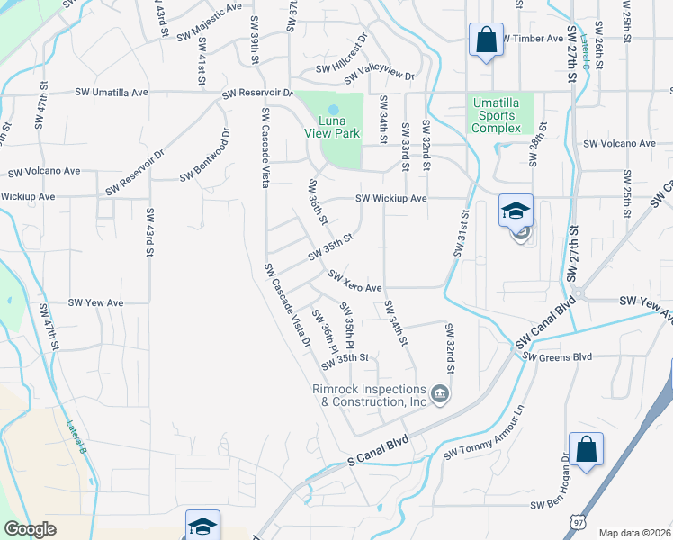 map of restaurants, bars, coffee shops, grocery stores, and more near 3361 Southwest Xero Court in Redmond