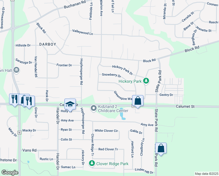 map of restaurants, bars, coffee shops, grocery stores, and more near W2417 Holly Lane in Appleton