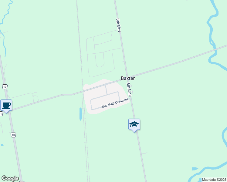 map of restaurants, bars, coffee shops, grocery stores, and more near 61 Marshall Crescent in Simcoe County