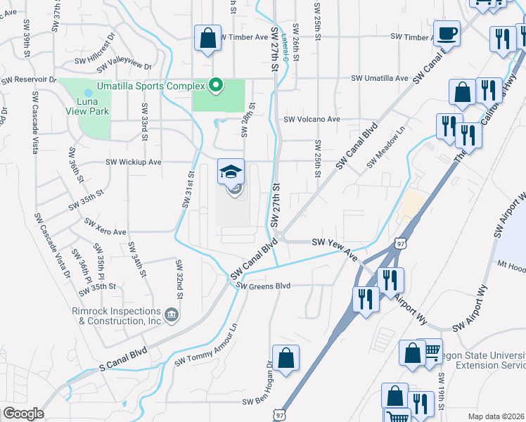 map of restaurants, bars, coffee shops, grocery stores, and more near 3396 Yew Park Lane in Redmond