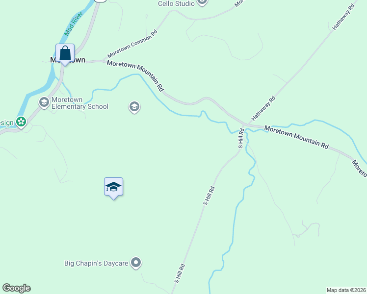map of restaurants, bars, coffee shops, grocery stores, and more near 152 South Hill Road in Moretown