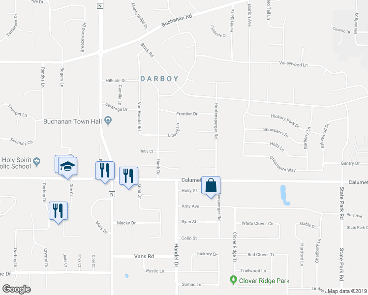map of restaurants, bars, coffee shops, grocery stores, and more near W2558 Colonial Court in Appleton
