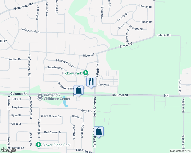 map of restaurants, bars, coffee shops, grocery stores, and more near N149 State Park Road in Appleton