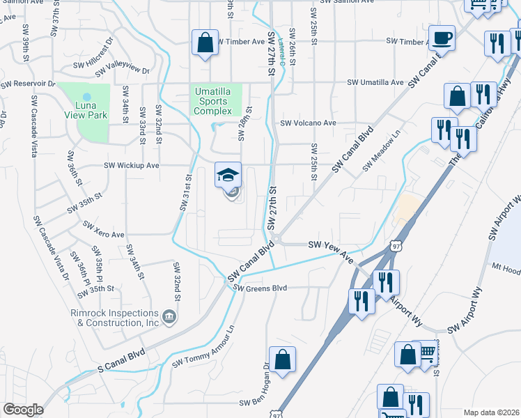 map of restaurants, bars, coffee shops, grocery stores, and more near 3396 Yew Park Lane in Redmond