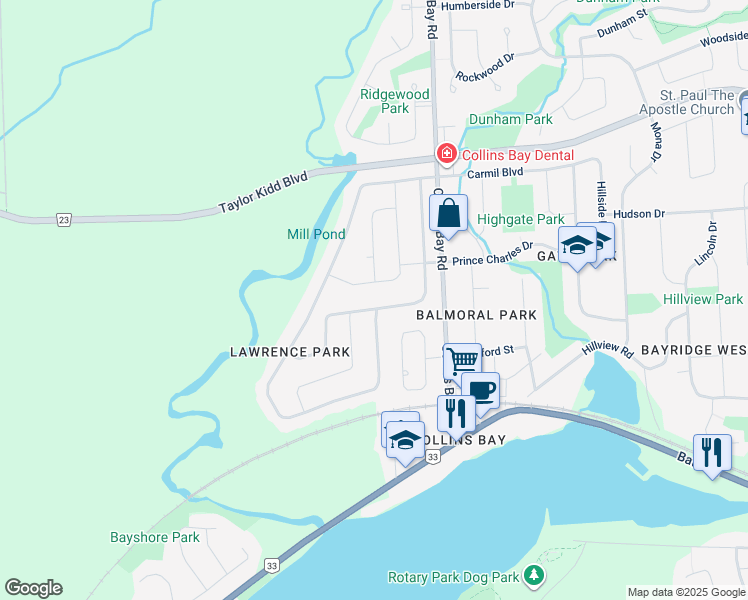 map of restaurants, bars, coffee shops, grocery stores, and more near in Kingston