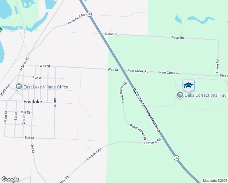 map of restaurants, bars, coffee shops, grocery stores, and more near 401 Renaissance Drive in Manistee