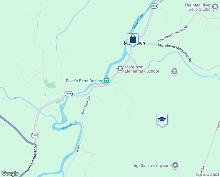 map of restaurants, bars, coffee shops, grocery stores, and more near 16 Hurdle Road in Moretown