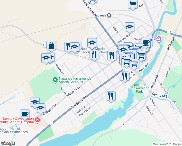 map of restaurants, bars, coffee shops, grocery stores, and more near in Napanee
