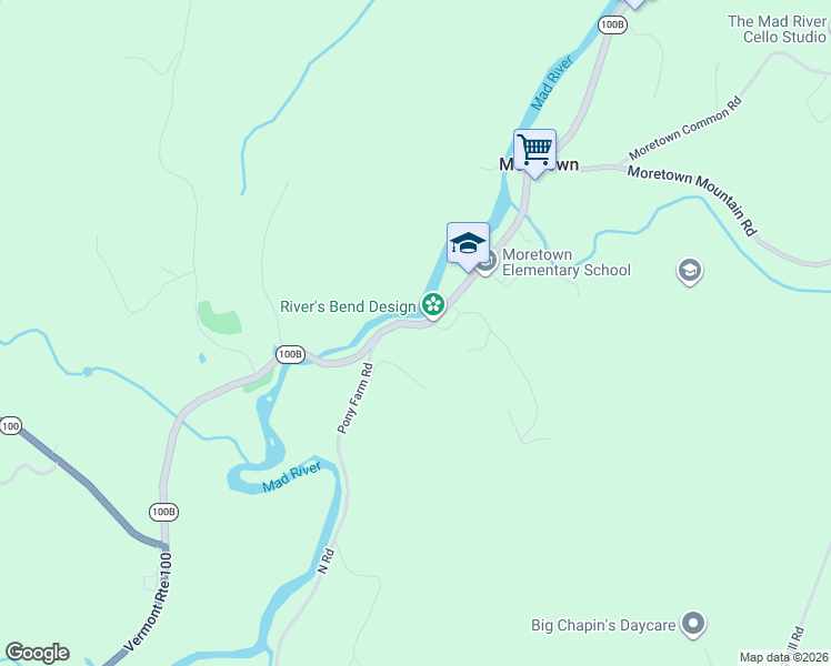map of restaurants, bars, coffee shops, grocery stores, and more near 16 Hurdle Road in Moretown