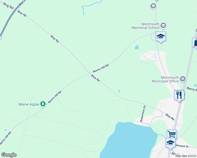 map of restaurants, bars, coffee shops, grocery stores, and more near 293 Blue Road in Monmouth