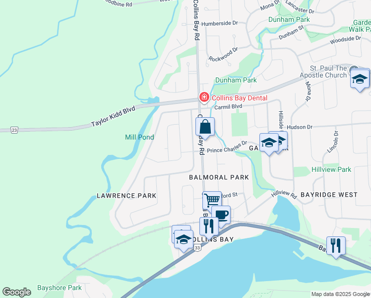 map of restaurants, bars, coffee shops, grocery stores, and more near in Kingston