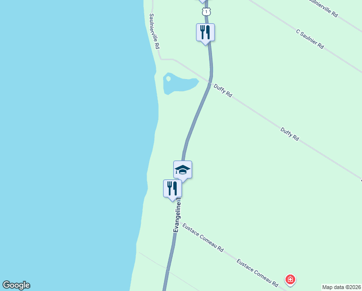 map of restaurants, bars, coffee shops, grocery stores, and more near 9735 Highway 1 in Meteghan River