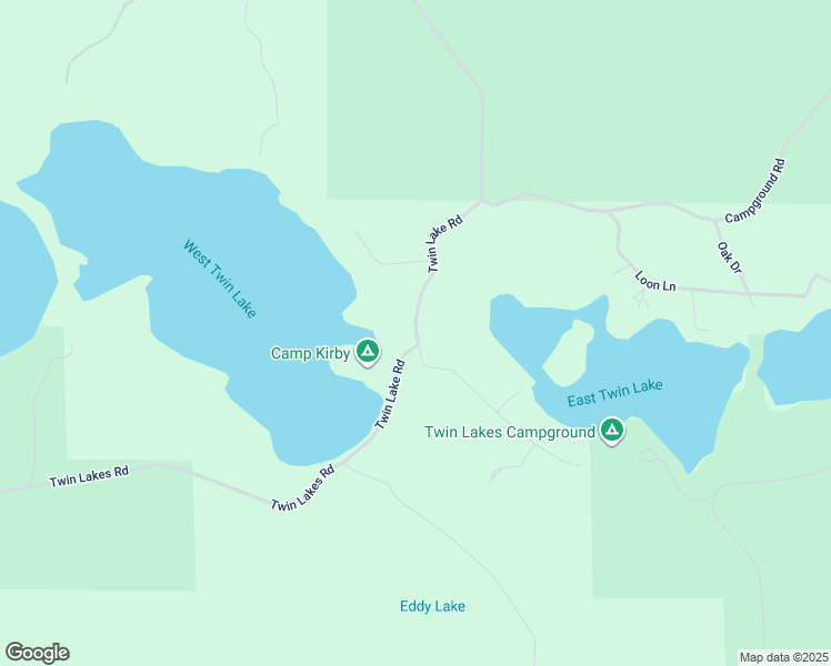 map of restaurants, bars, coffee shops, grocery stores, and more near Twin Lake Road in Roscommon County