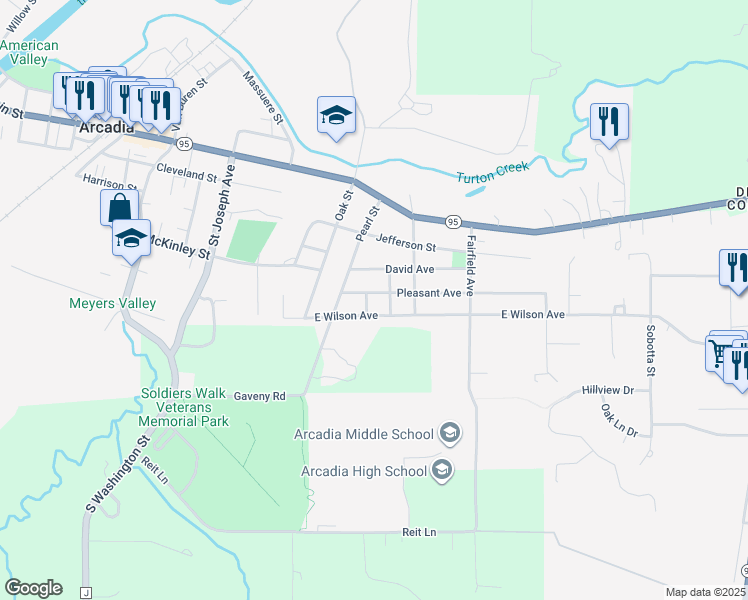 map of restaurants, bars, coffee shops, grocery stores, and more near 818 East Wilson Avenue in Arcadia