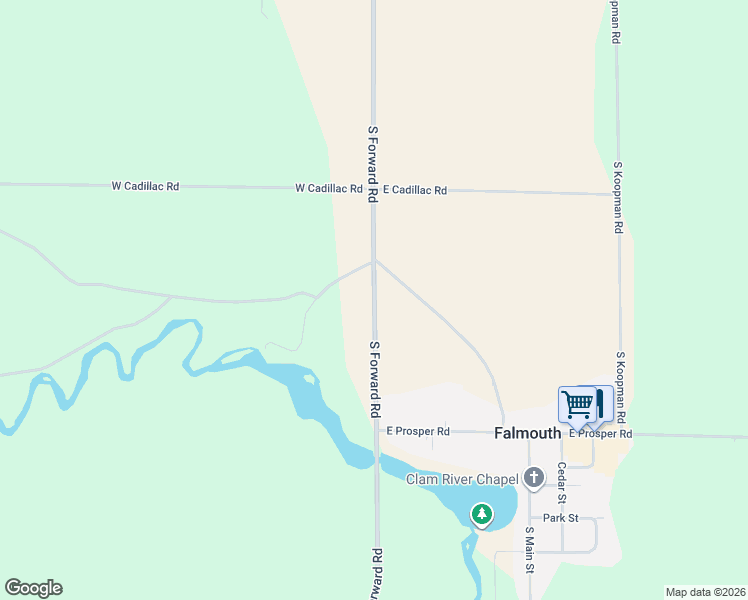 map of restaurants, bars, coffee shops, grocery stores, and more near 6181-6579 South Forward Road in Falmouth