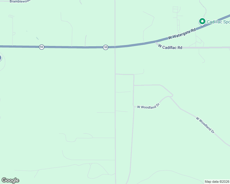 map of restaurants, bars, coffee shops, grocery stores, and more near 6650 South 49 Road in Cadillac