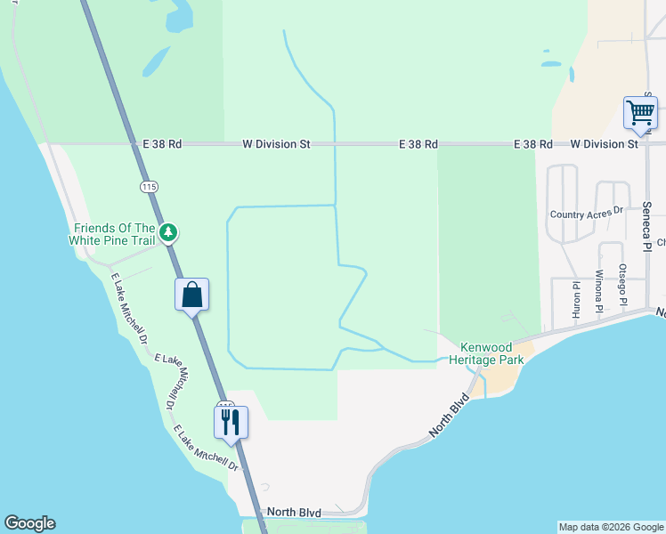 map of restaurants, bars, coffee shops, grocery stores, and more near in Haring charter Township