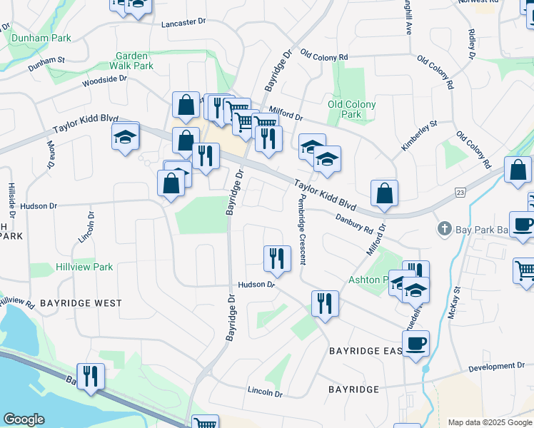 map of restaurants, bars, coffee shops, grocery stores, and more near 931 Oakview Avenue in Kingston