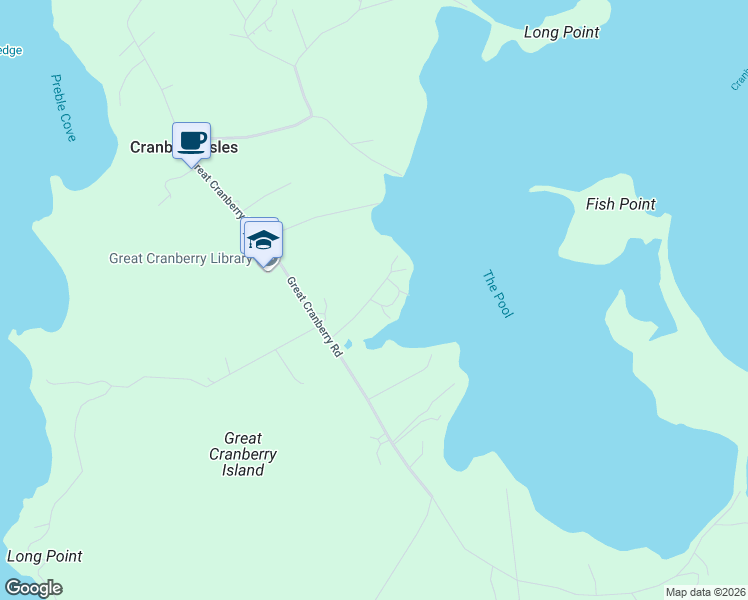 map of restaurants, bars, coffee shops, grocery stores, and more near 54 Dog Point Road in Cranberry Isles