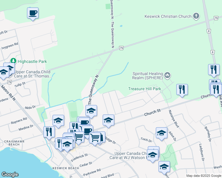 map of restaurants, bars, coffee shops, grocery stores, and more near in Keswick
