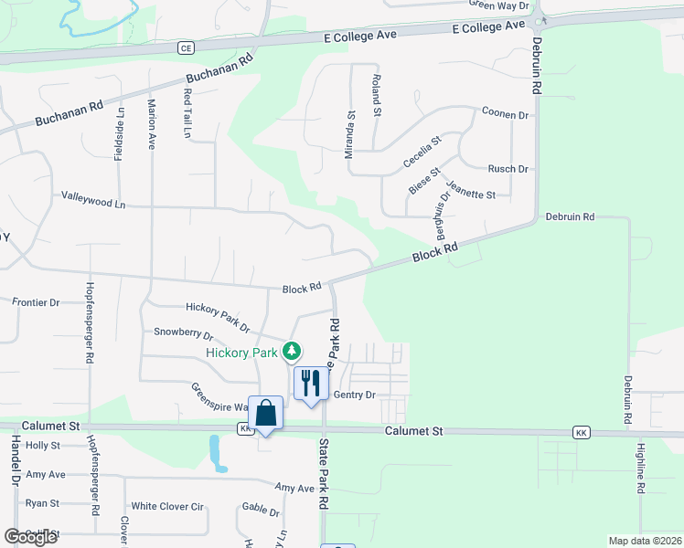 map of restaurants, bars, coffee shops, grocery stores, and more near 2276 Block Road in Combined Locks