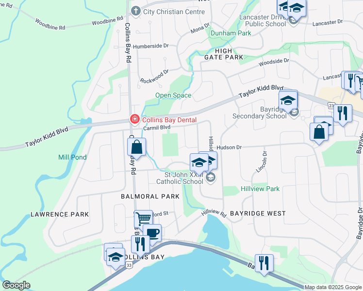 map of restaurants, bars, coffee shops, grocery stores, and more near 783 Butternut Street in Kingston