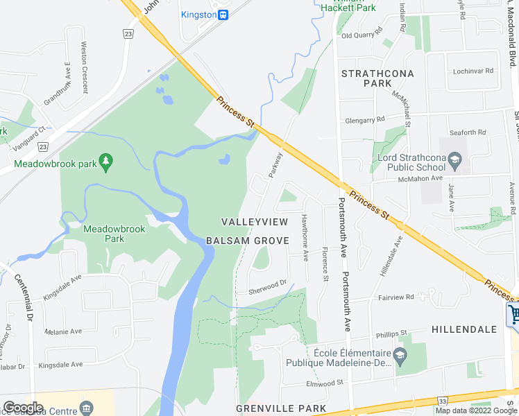 map of restaurants, bars, coffee shops, grocery stores, and more near 127 Parkway in Kingston