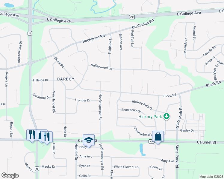 map of restaurants, bars, coffee shops, grocery stores, and more near W2474 Block Road in Appleton