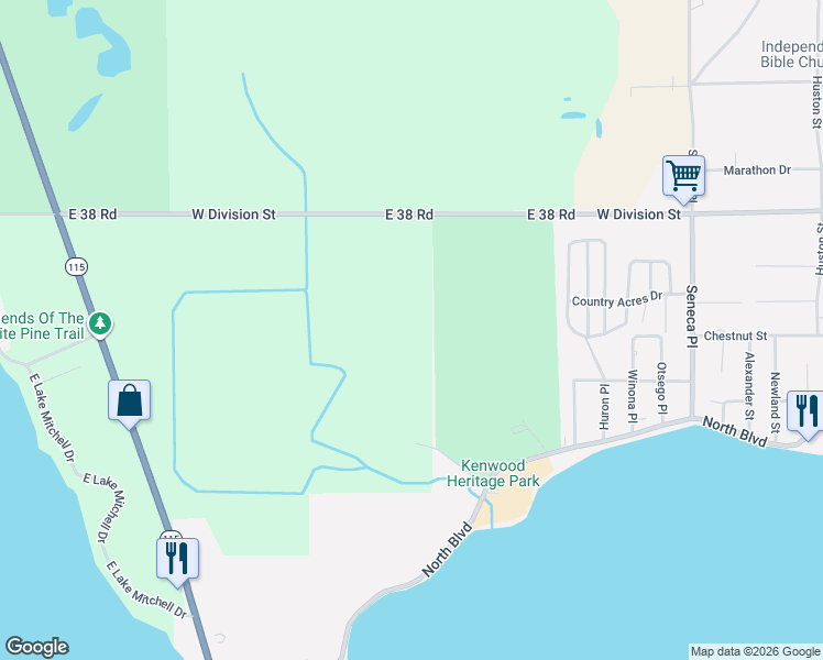 map of restaurants, bars, coffee shops, grocery stores, and more near in Cadillac