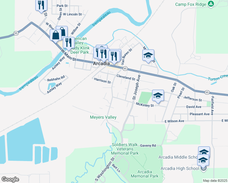 map of restaurants, bars, coffee shops, grocery stores, and more near 328 Washington Street in Arcadia