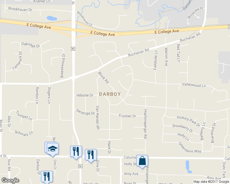 map of restaurants, bars, coffee shops, grocery stores, and more near 2585 Block Road in Appleton