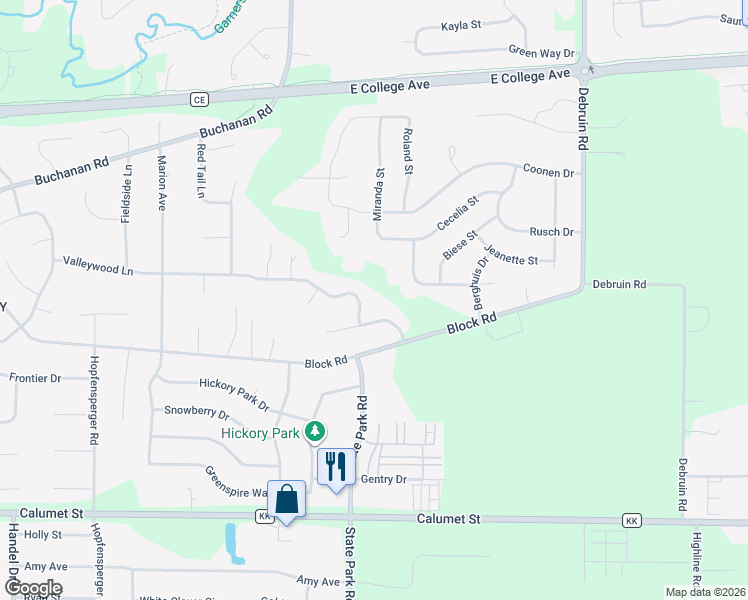 map of restaurants, bars, coffee shops, grocery stores, and more near W2290 Valleywood Lane in Appleton