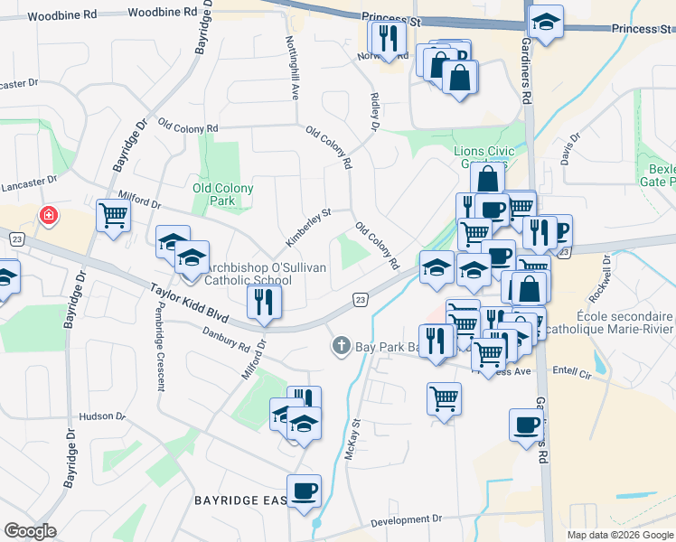 map of restaurants, bars, coffee shops, grocery stores, and more near 780 Somerset Crescent in Kingston