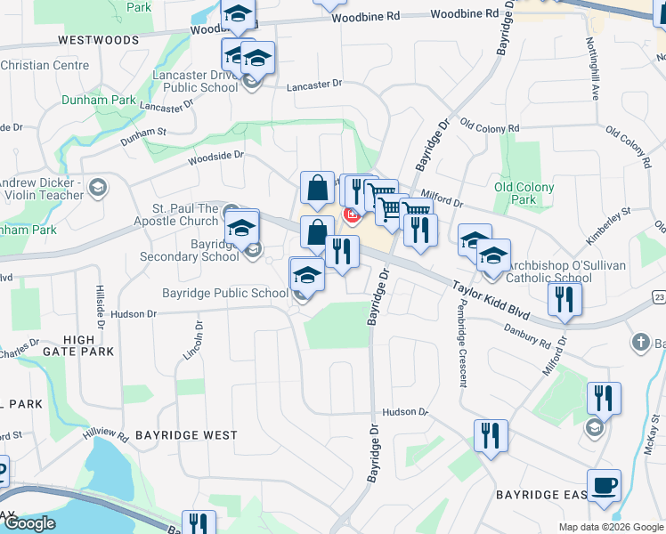 map of restaurants, bars, coffee shops, grocery stores, and more near 1101 Craig Lane in Kingston