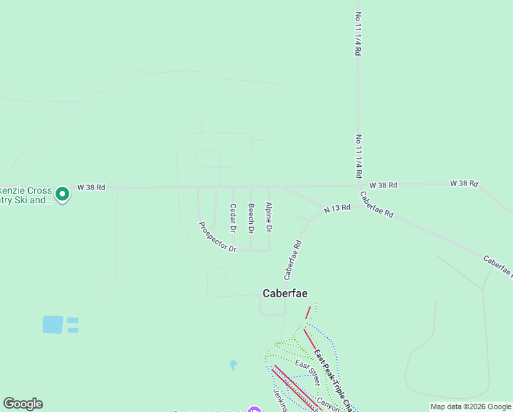 map of restaurants, bars, coffee shops, grocery stores, and more near 6000-6098 Beech Drive in Cadillac