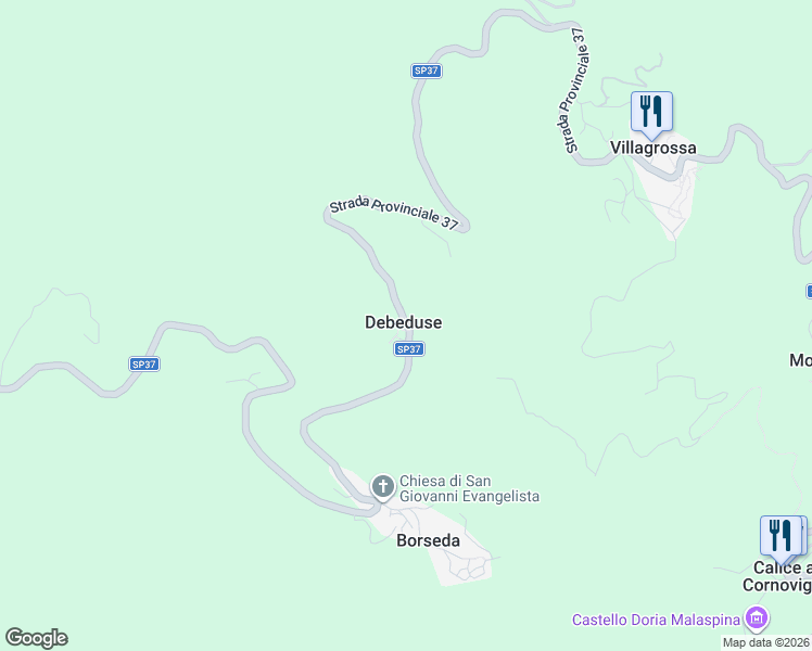 map of restaurants, bars, coffee shops, grocery stores, and more near 4 Località Debeduse in Debeduse